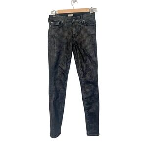 True Religion Halle Super Skinny Houndstooth Metallic Black Jeans